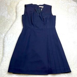 Tory Burch Stretch Suiting Navy Blue Pleated Dress Size 6